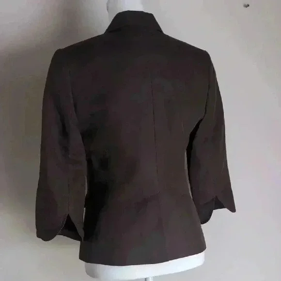 Kate Hill Brown Cotton Silk Blend Tailored Blazer - Picture 4 of 9